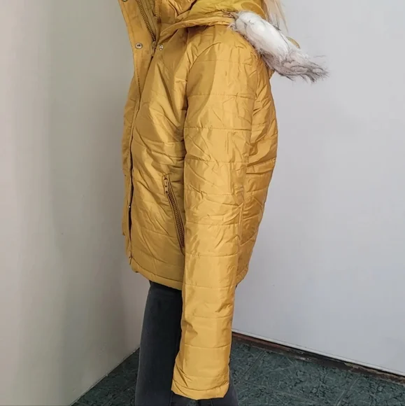 Women's mustard full zip hood jackets Size Medium/Small - Picture 2 of 8
